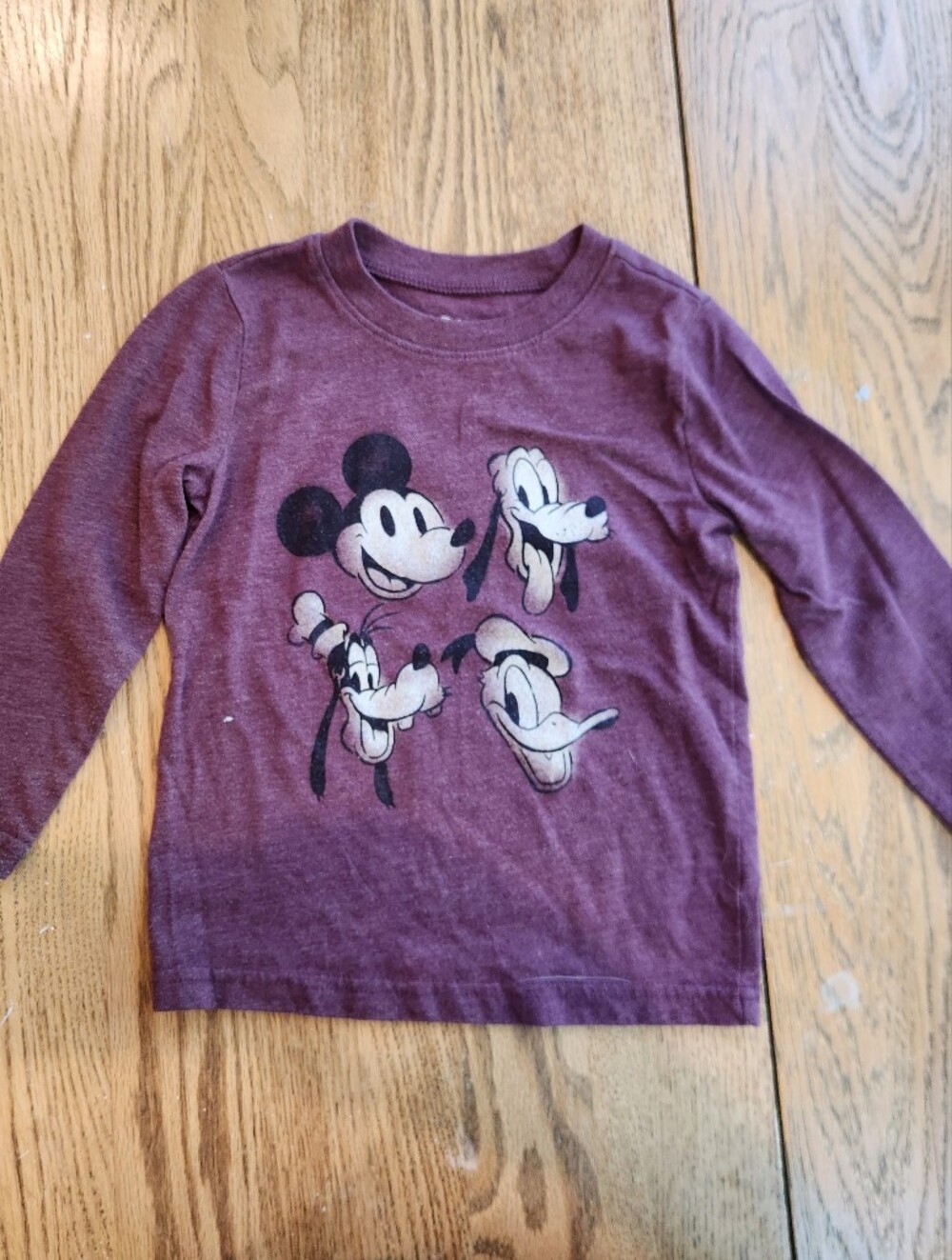 Disney Plum Long-Sleeve Tee with Mickey & Friends Faces